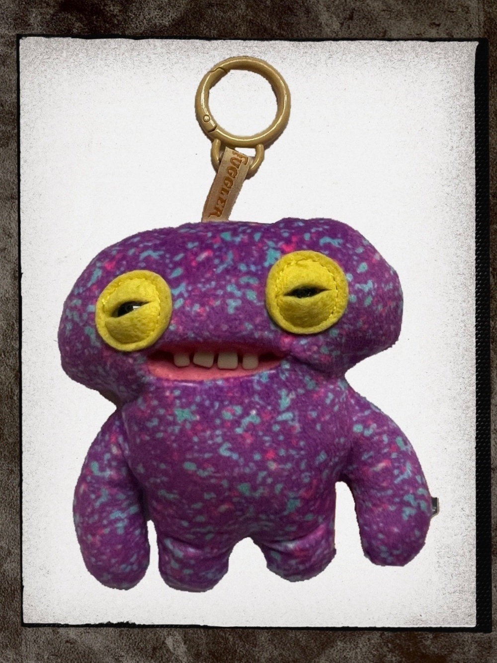 Unbranded Purple Plush Reptile Keychain with Yellow Eyes